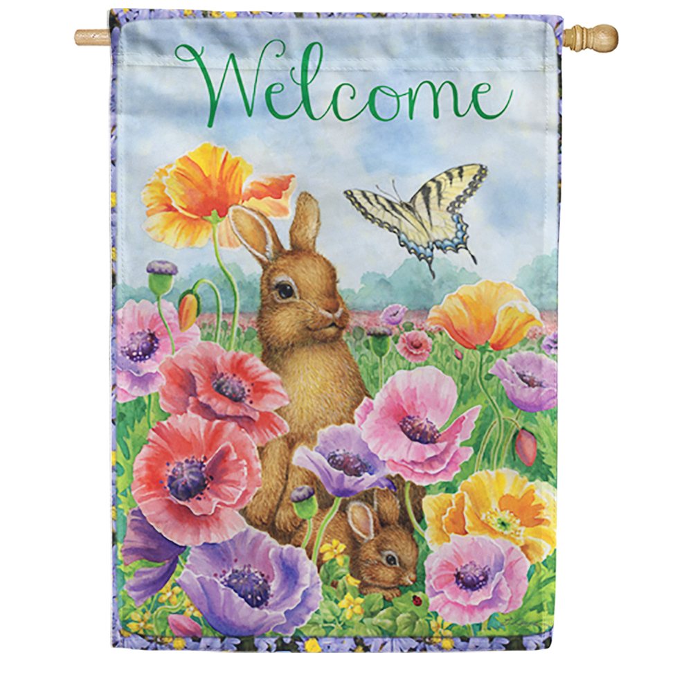 Bunny Poppies House Flag