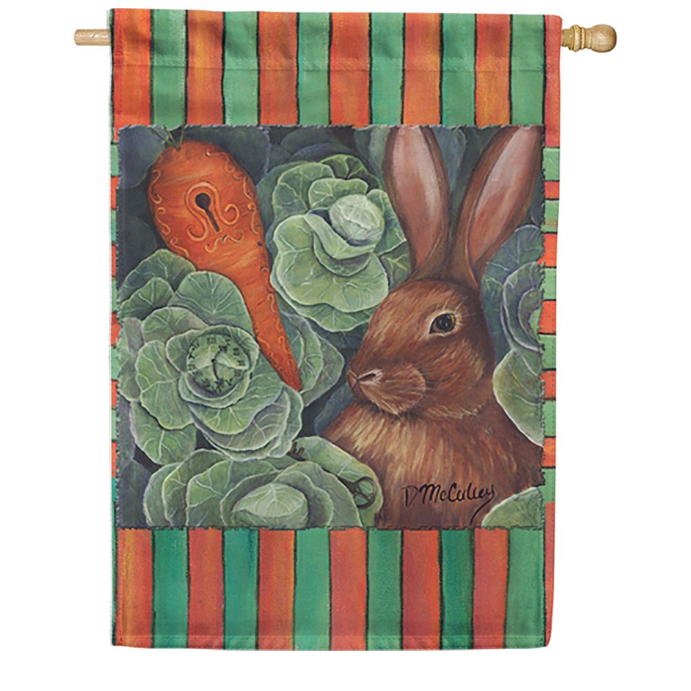 Late For A Date Bunny House Flag