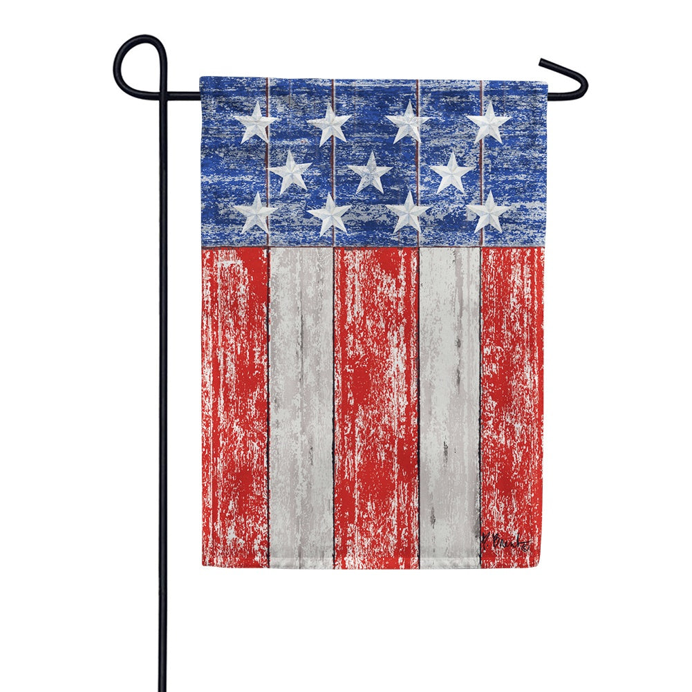 Distressed Wood USA Garden Flag