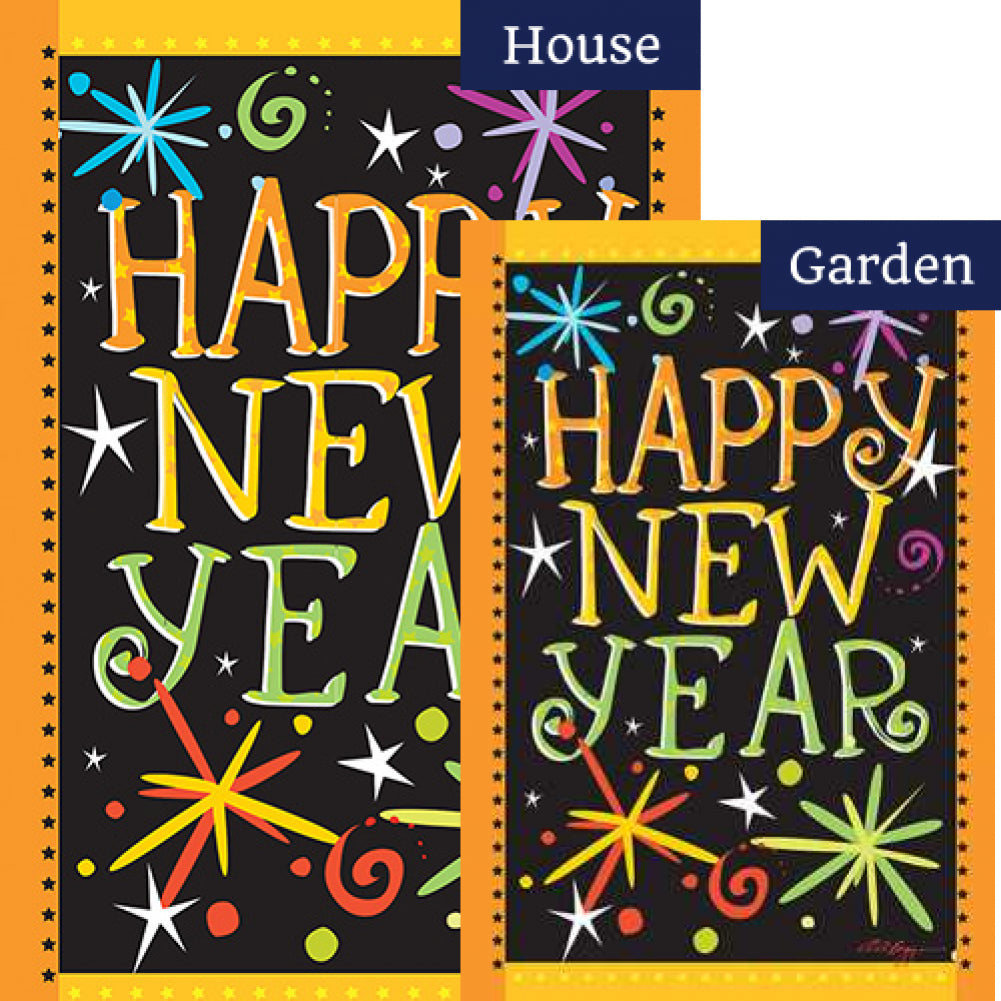 Toland Happy New Year Flags Set (2 Pieces)