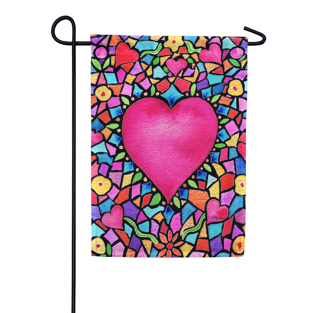 Kaleidoscope Heart Garden Flag