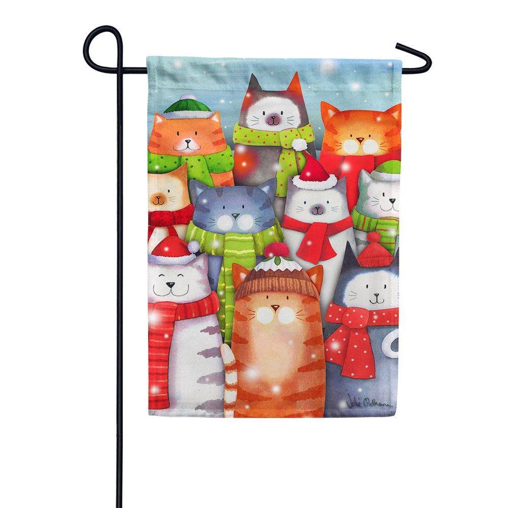 Cat Caroling Garden Flag