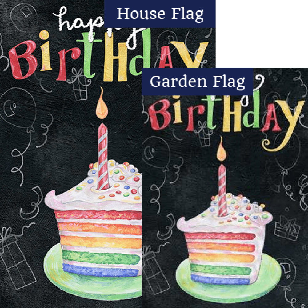 Rainbow Cake Birthday Flags Set (2 Pieces)