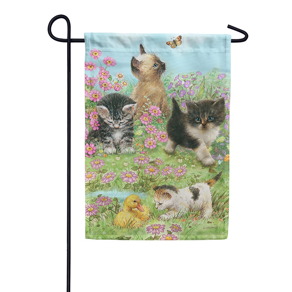 Flowers and Kittens Garden Flag