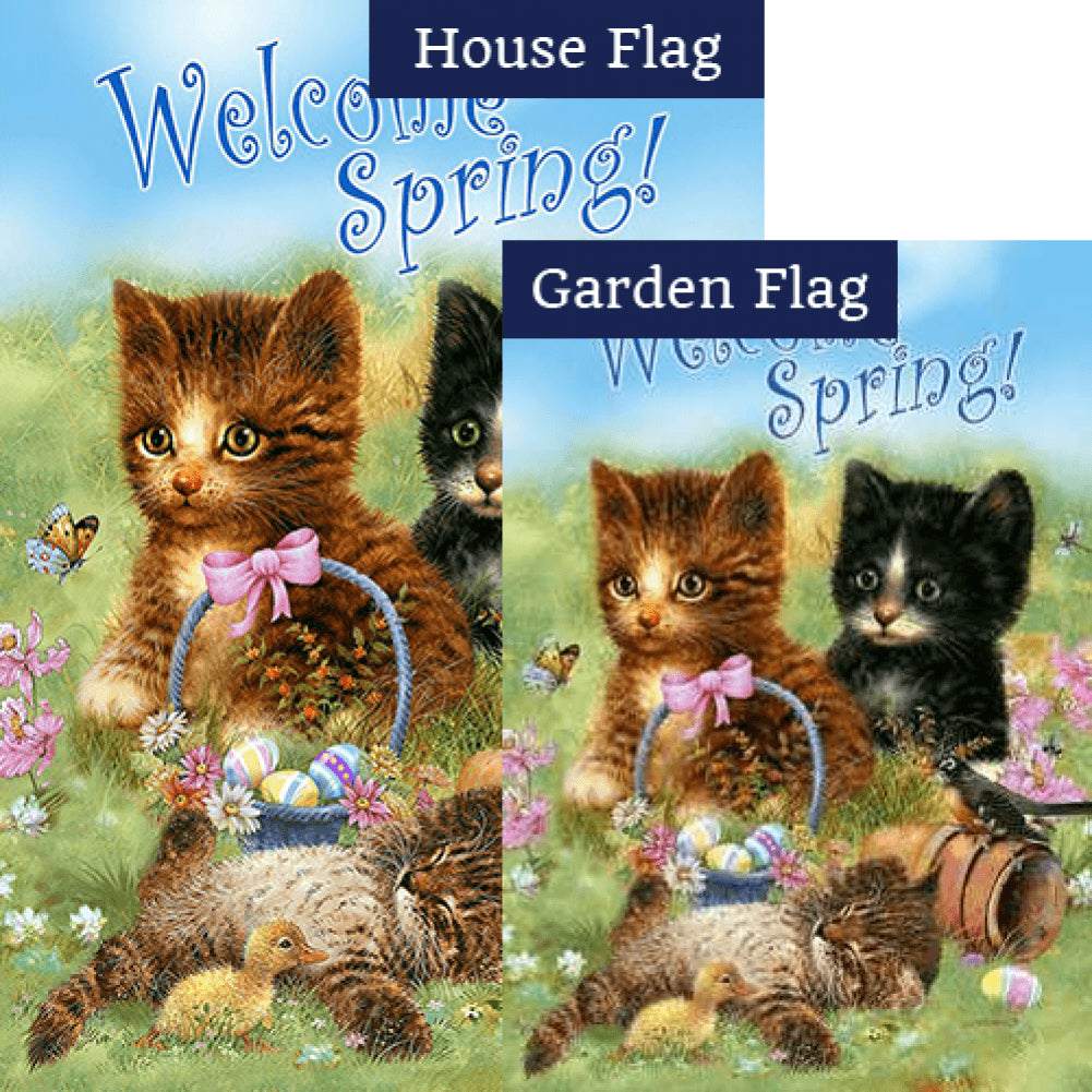 Welcome Spring Kittens Flags Set (2 Pieces)