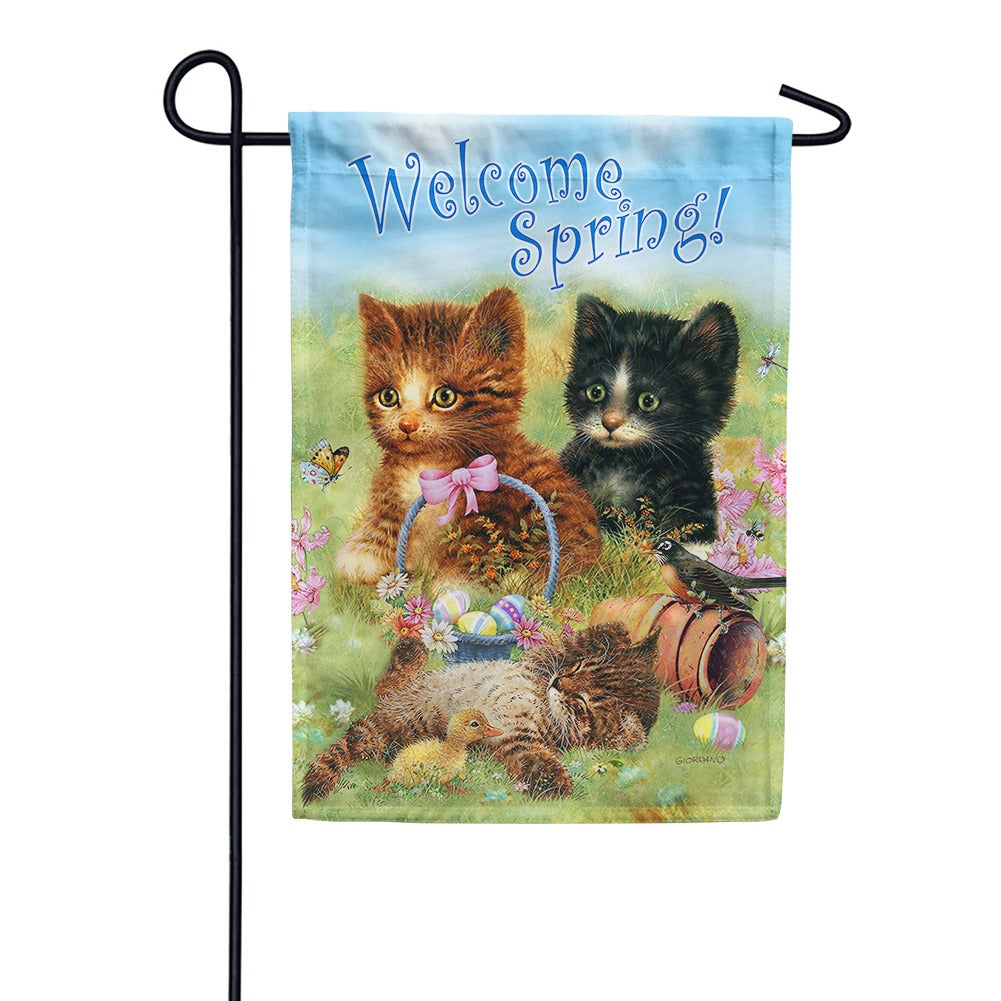 Welcome Spring Kittens Garden Flag