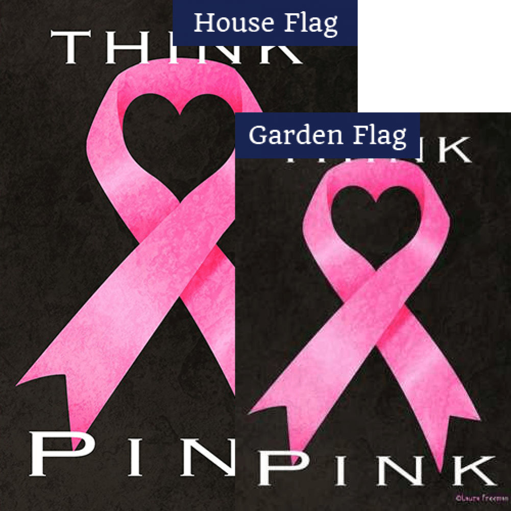 Think Pink Ribbon Flags Set (2 Pieces)