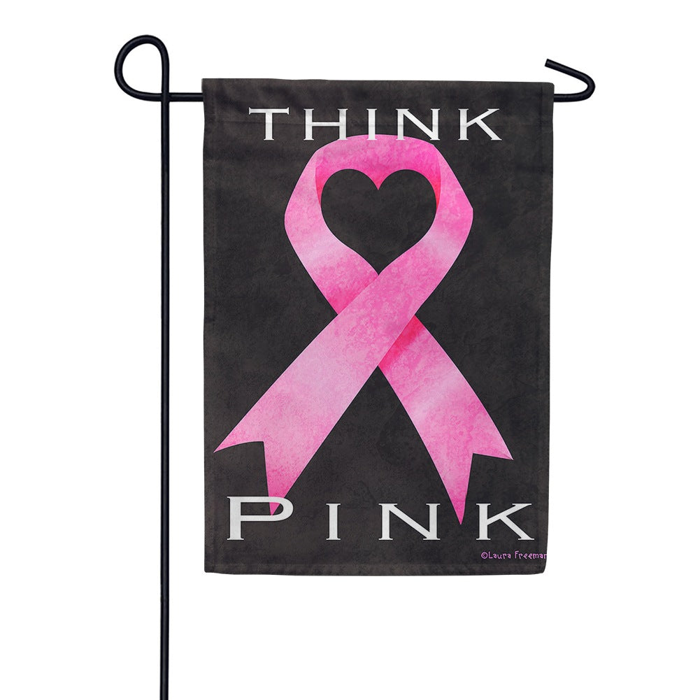 Think Pink Ribbon Garden Flag