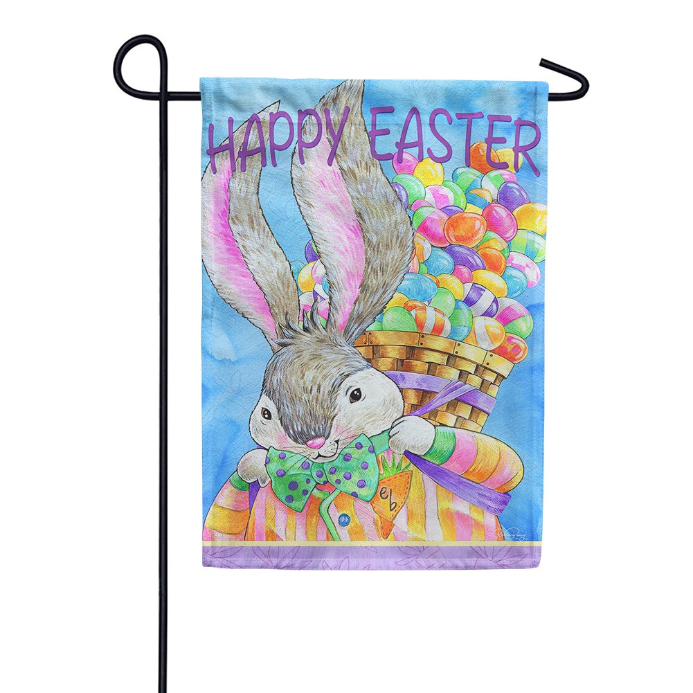 Easter Bunny Basket Garden Flag