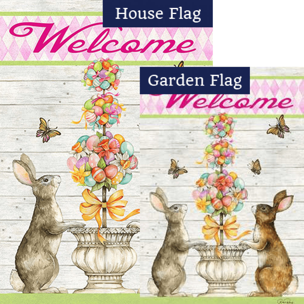 Easter Bunny Topiary Flags Set (2 Pieces)