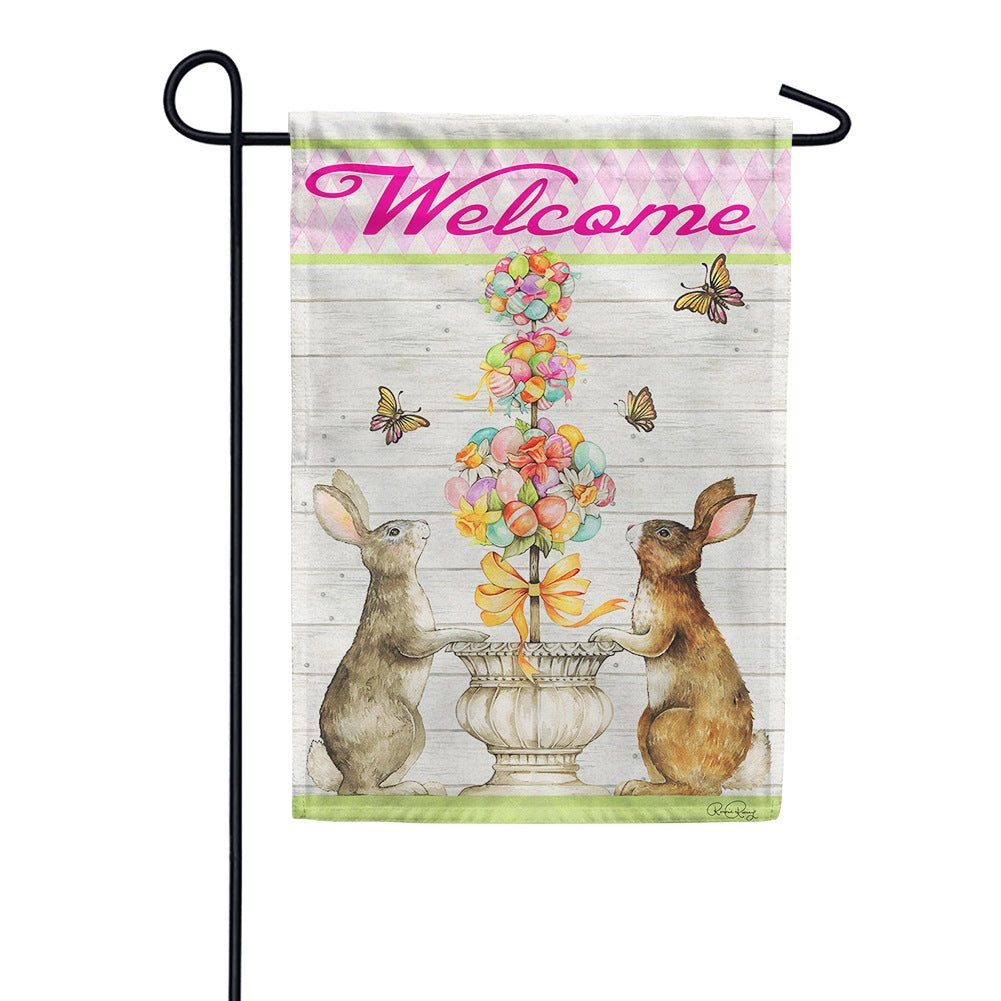 Easter Bunny Topiary Garden Flag