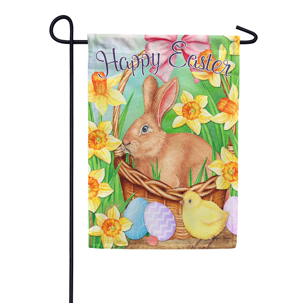 Easter Basket Bunny Garden Flag