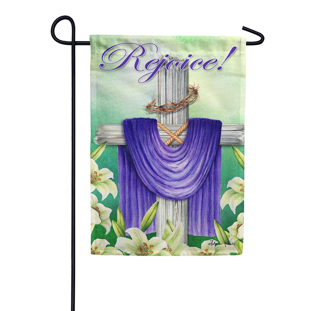 Rejoice Cross Garden Flag