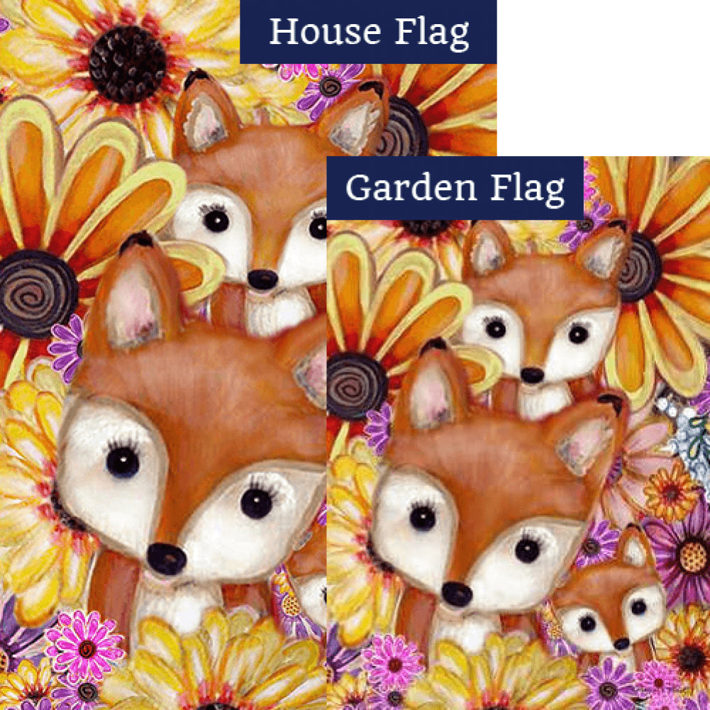 Fox Family Floral Flags Set (2 Pieces)