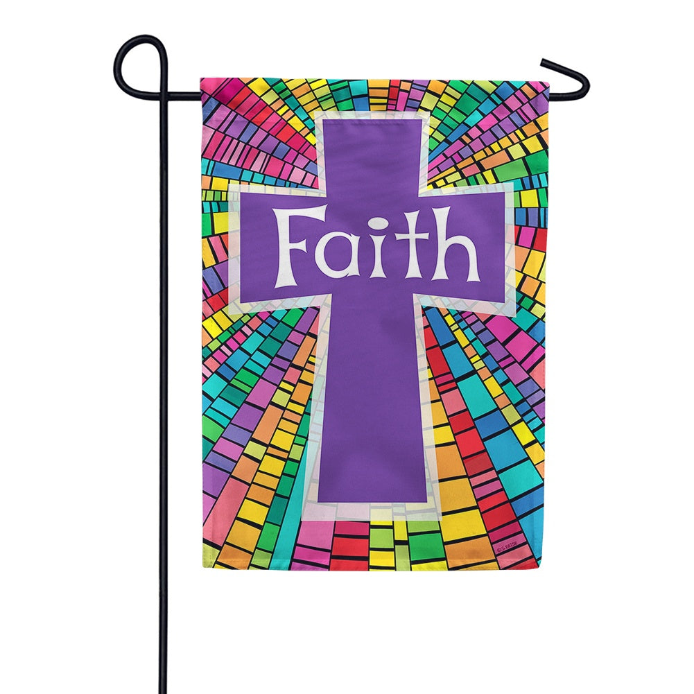 Faith Cross Purple Garden Flag