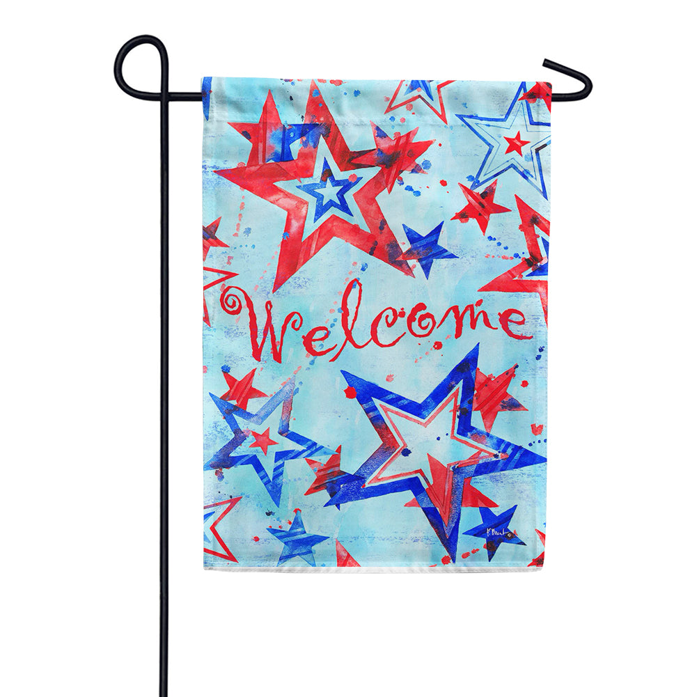 Patriotic Welcome Stars Garden Flag