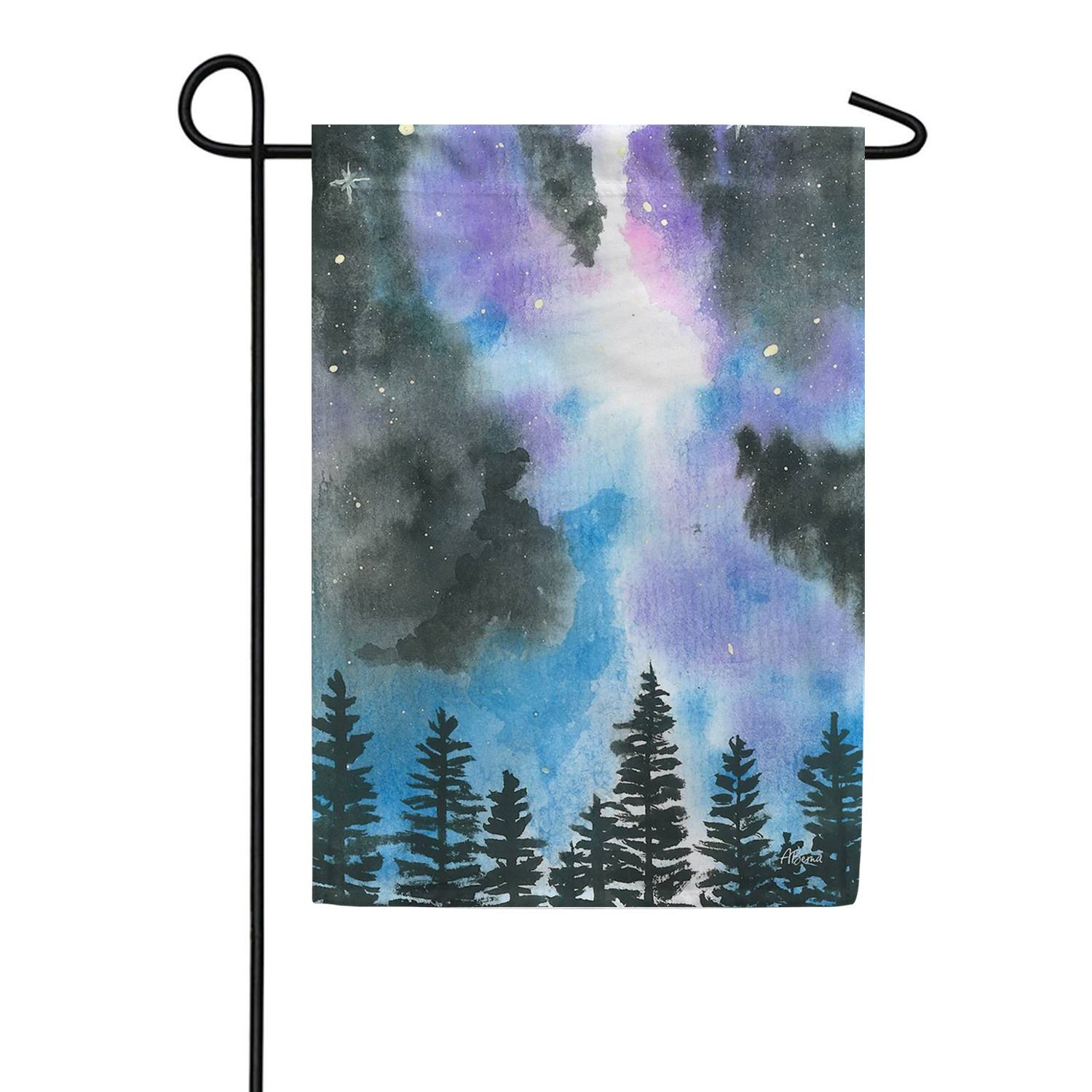 Forest Night Sky Garden Flag