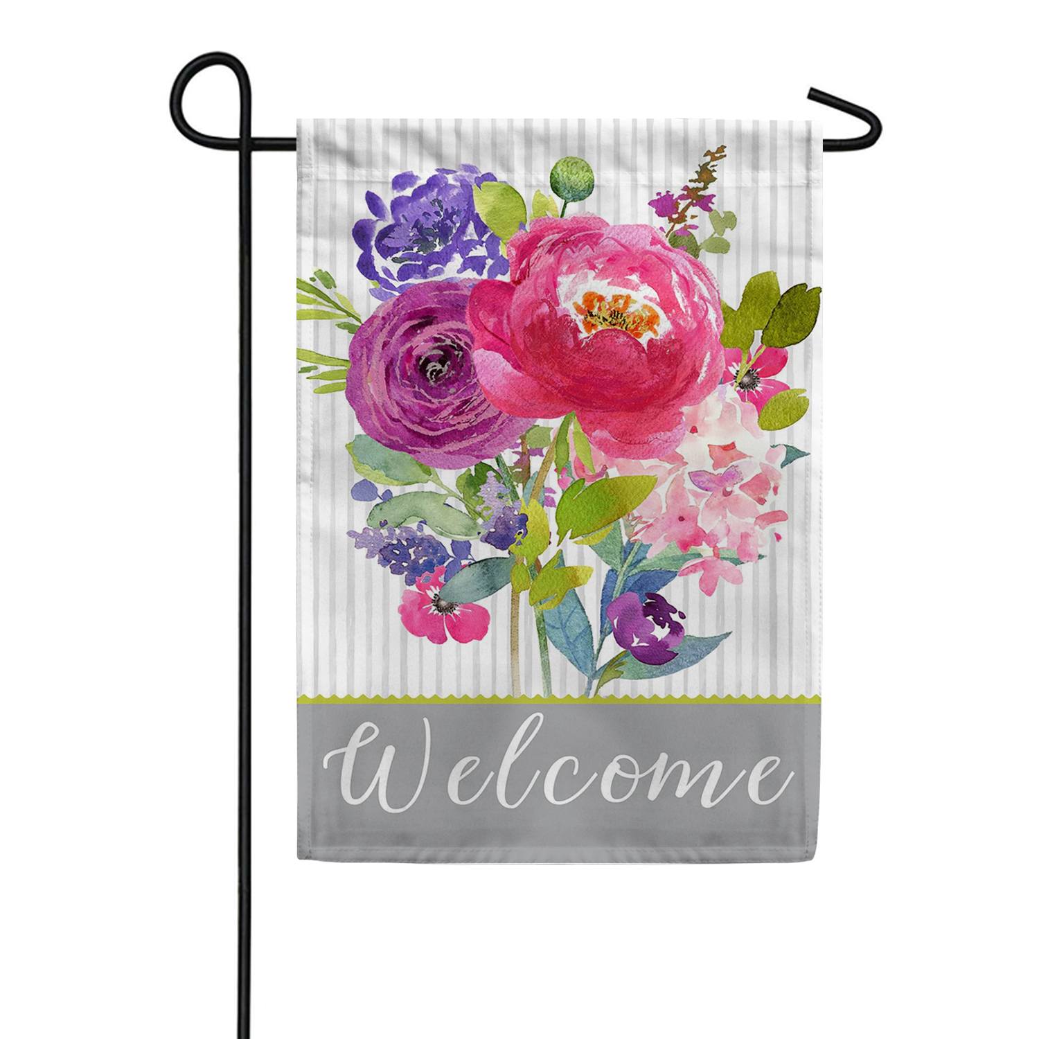 Toland Painted Petals Welcome Garden Flag
