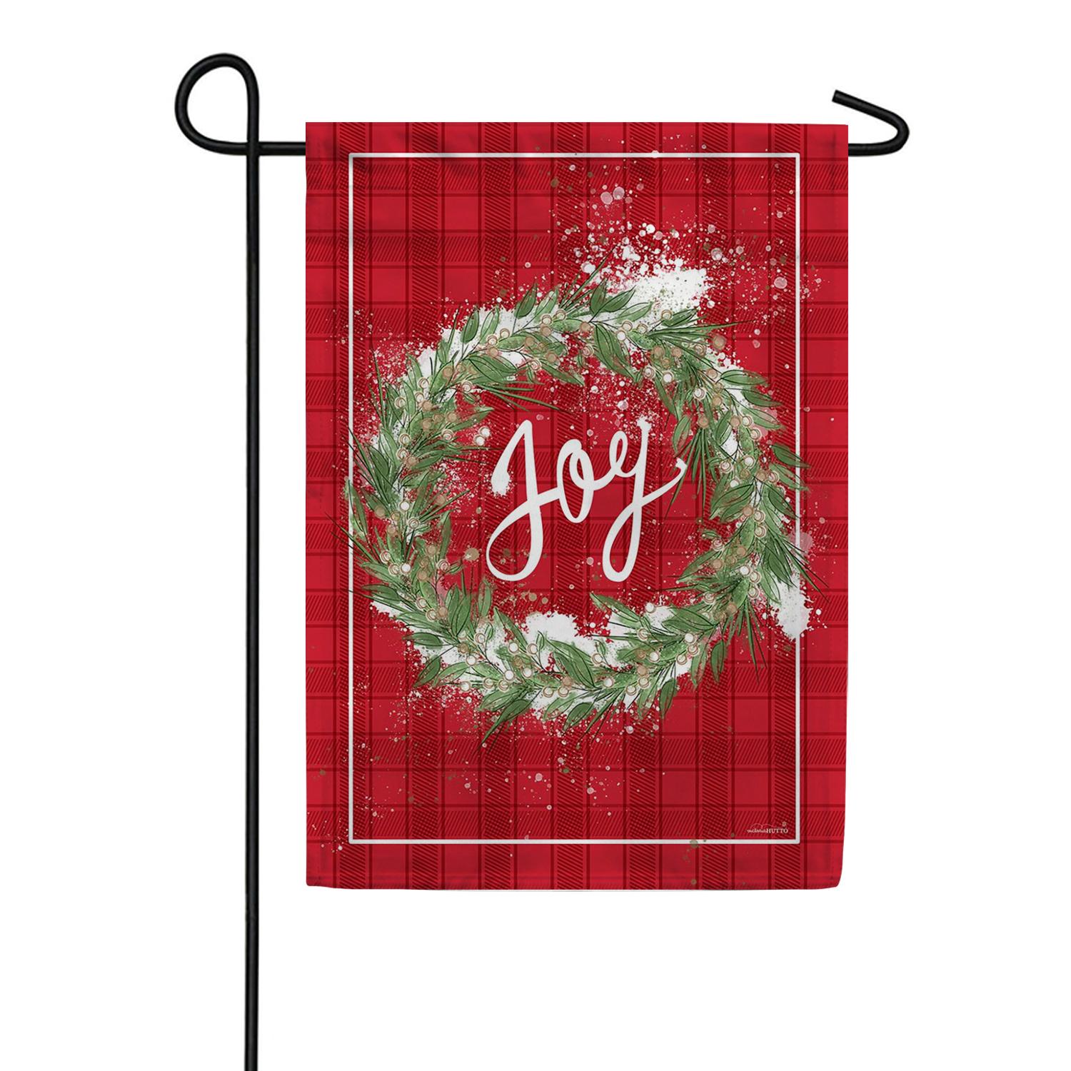 Christmas Joy Wreath Garden Flag