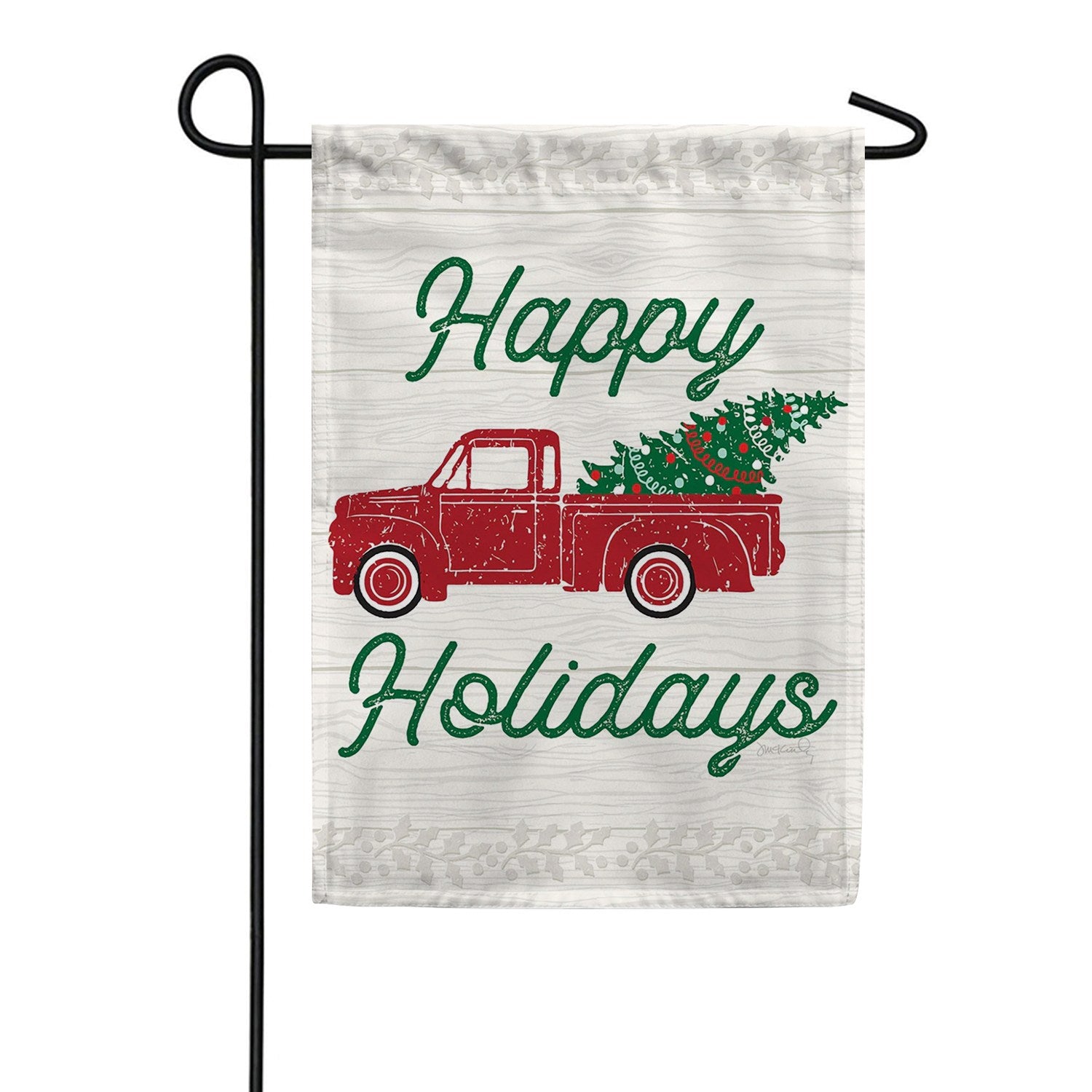 Toland Red Truck Christmas Garden Flag