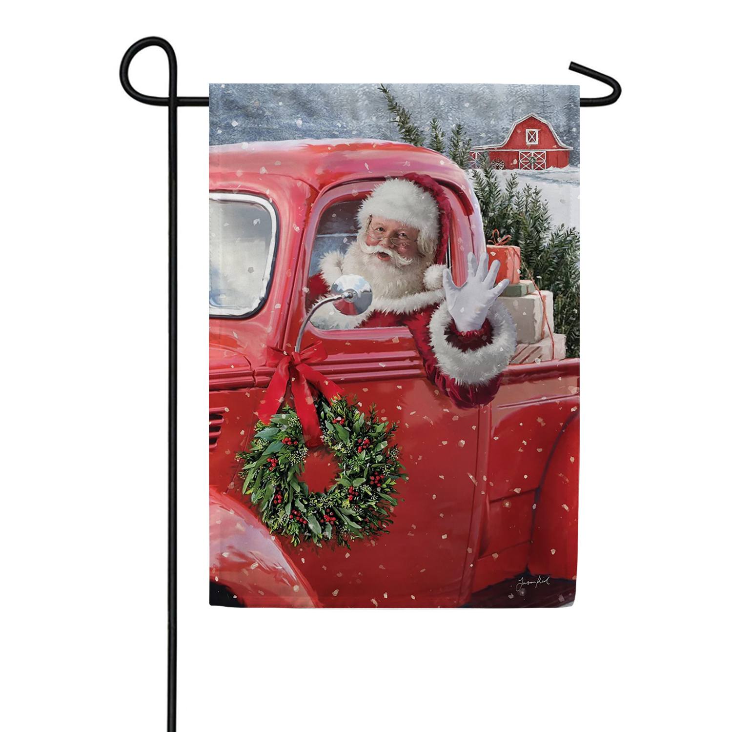 Toland Santa's Truck Garden Flag