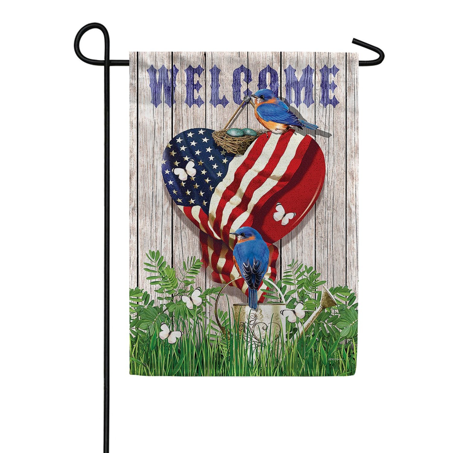 Bluebird Welcome Garden Flag