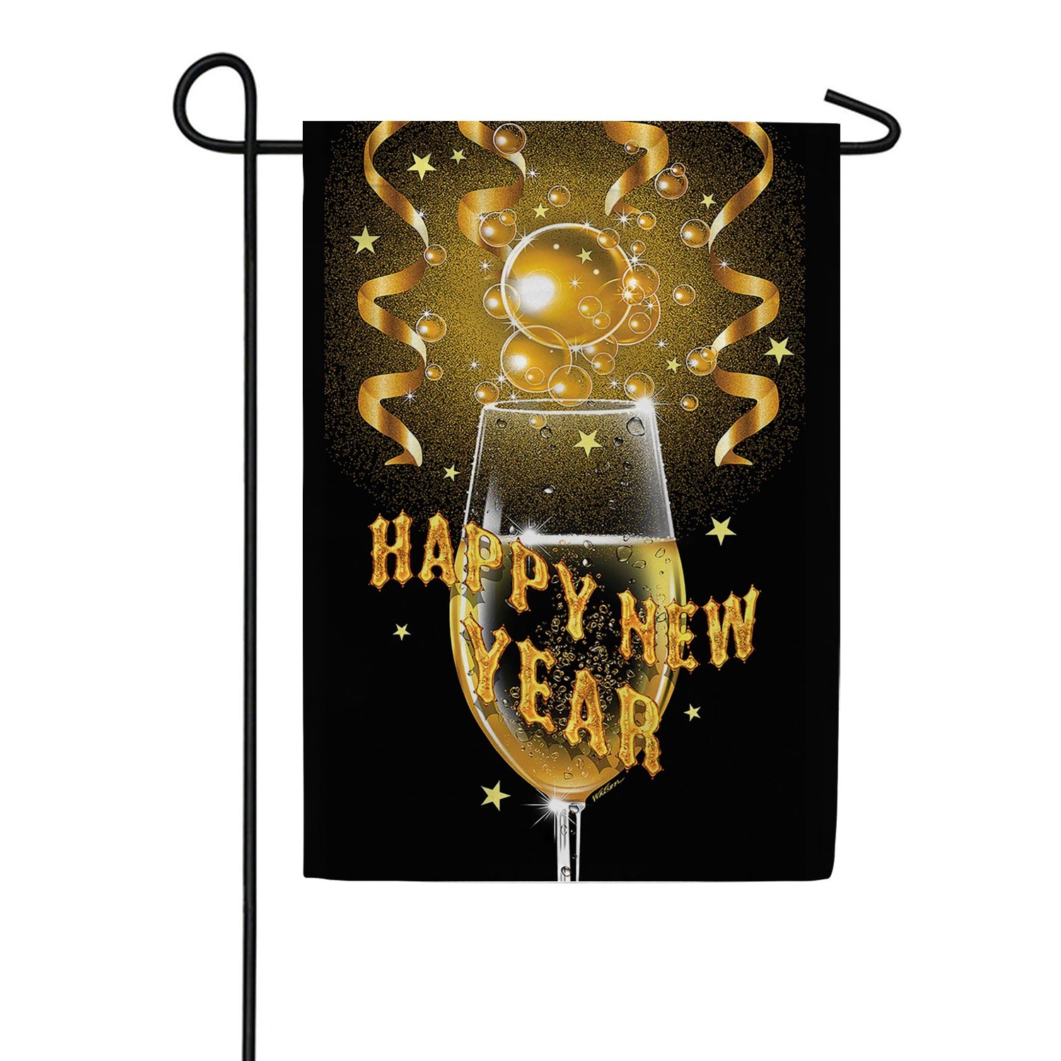 New Year Champagne Garden Flag