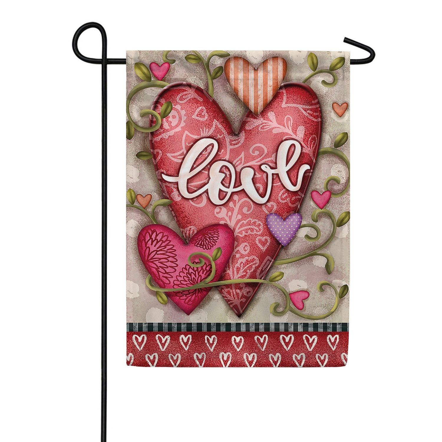 Flower Love Hearts Garden Flag