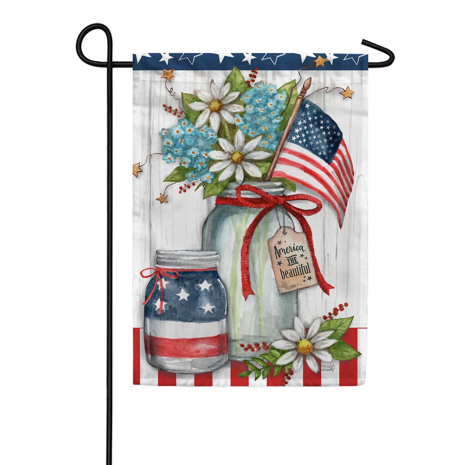 Patriotic Mason Jars Garden Flag