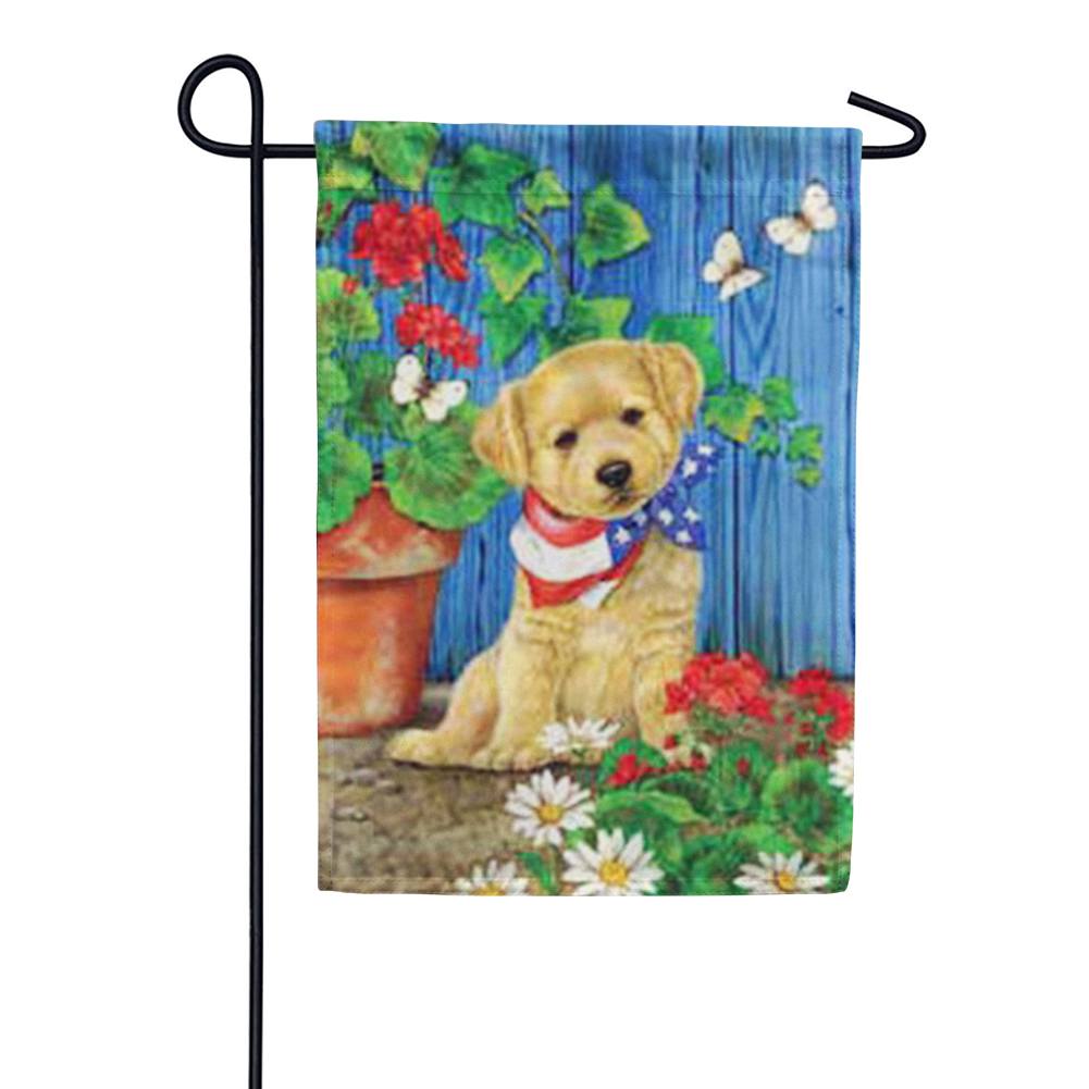 Patriotic Puppy Garden Flag