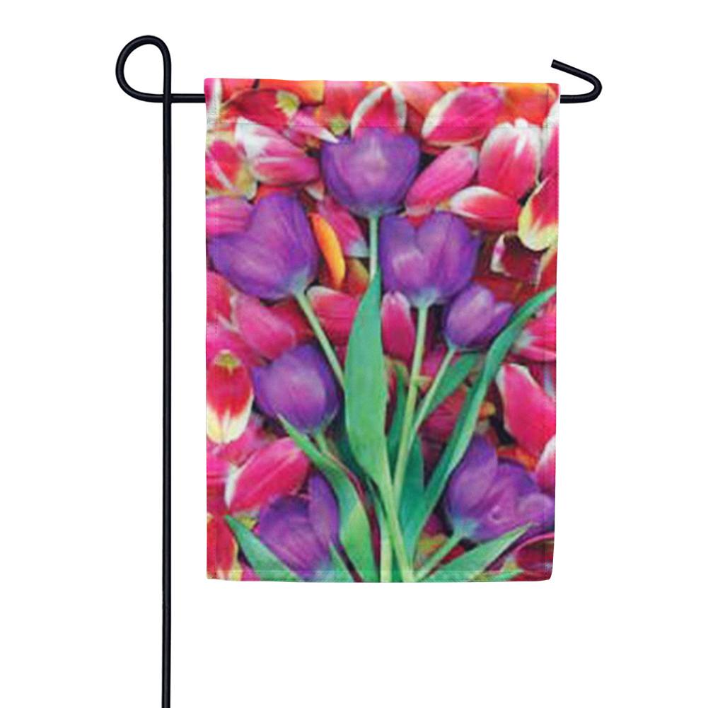 Purple Tulips Spring Garden Flag