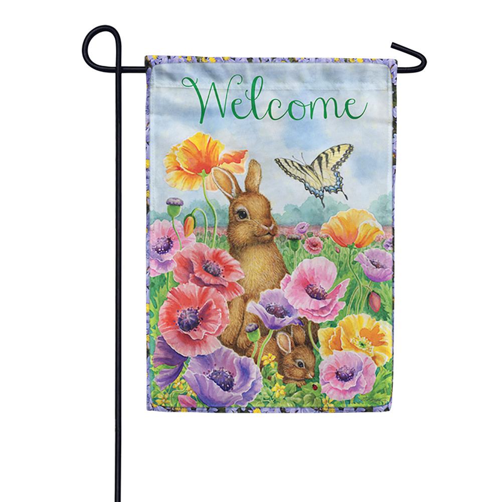 Bunny Poppies Garden Flag