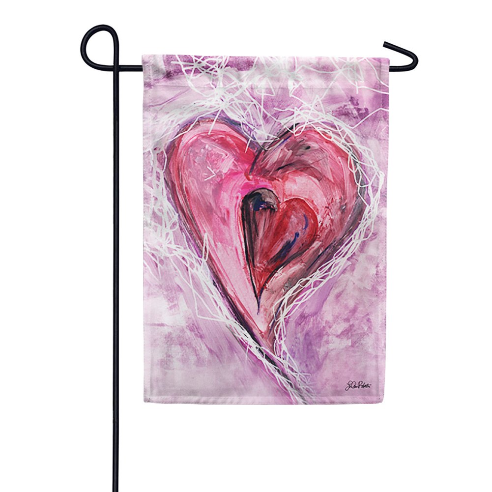 Watercolor Heart Garden Flag