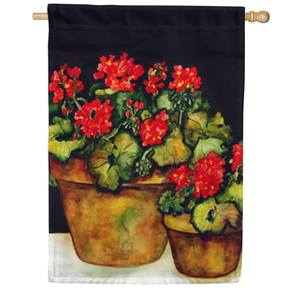 Potted Geraniums House Flag