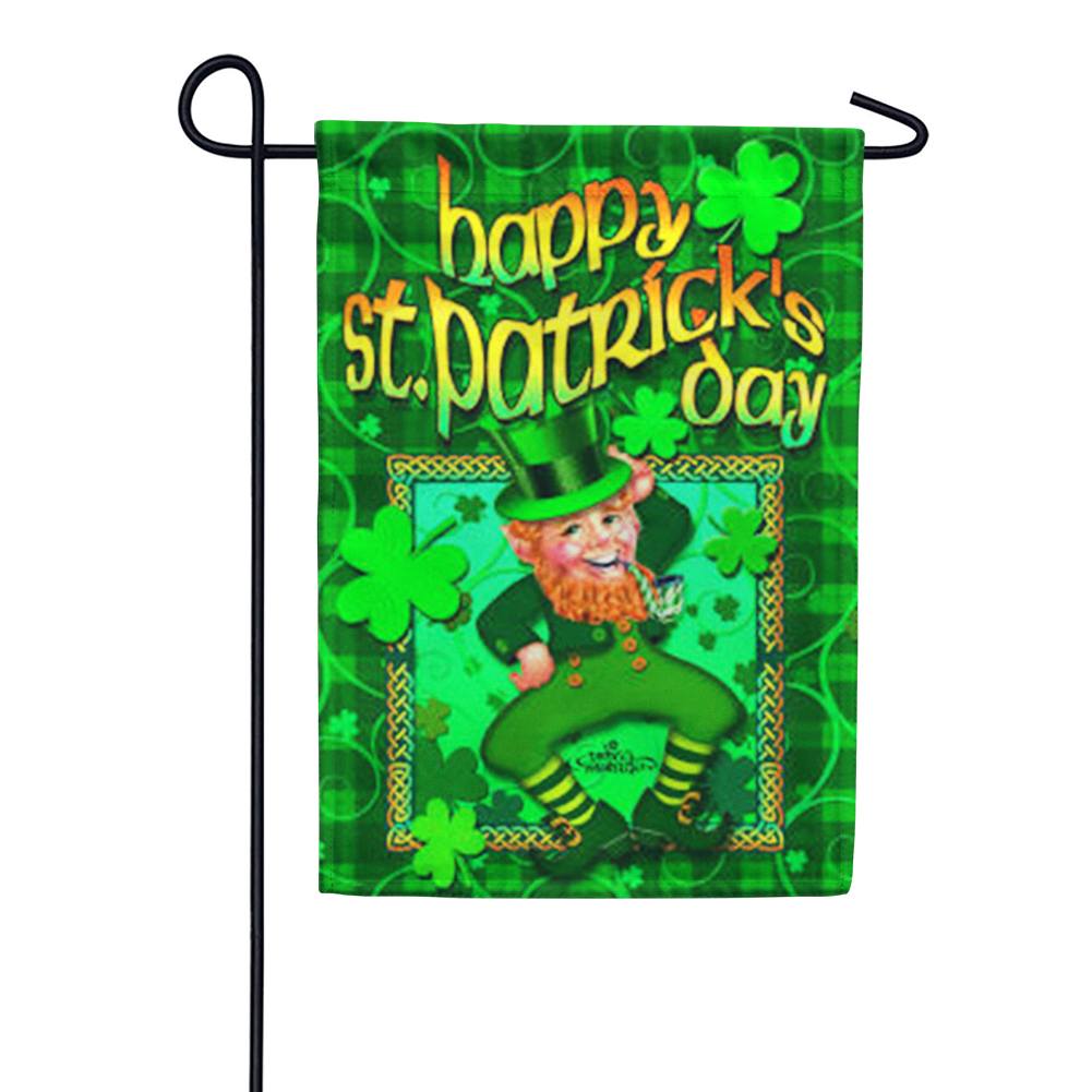 Happy Leprechaun Garden Flag