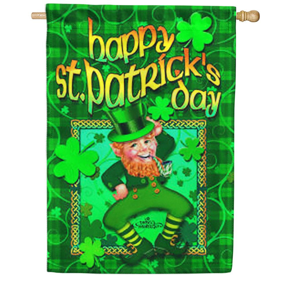 Happy Leprechaun House Flag