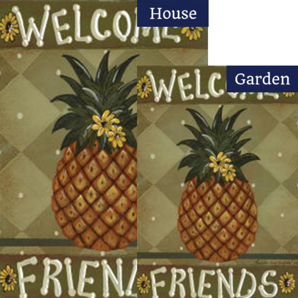 Welcome Friends Pineapple Flags Set (2 Pieces)