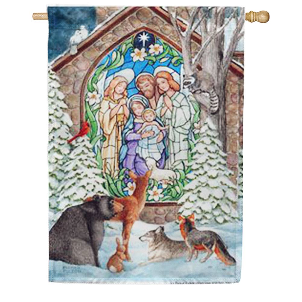 Winter Nativity House Flag