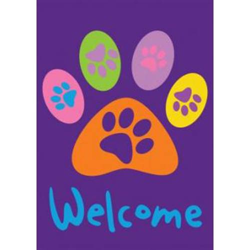 Welcome Paws- Purple Garden Flag