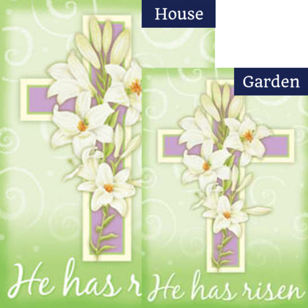 Easter Cross He Has Risen Flags Set (2 Pieces)