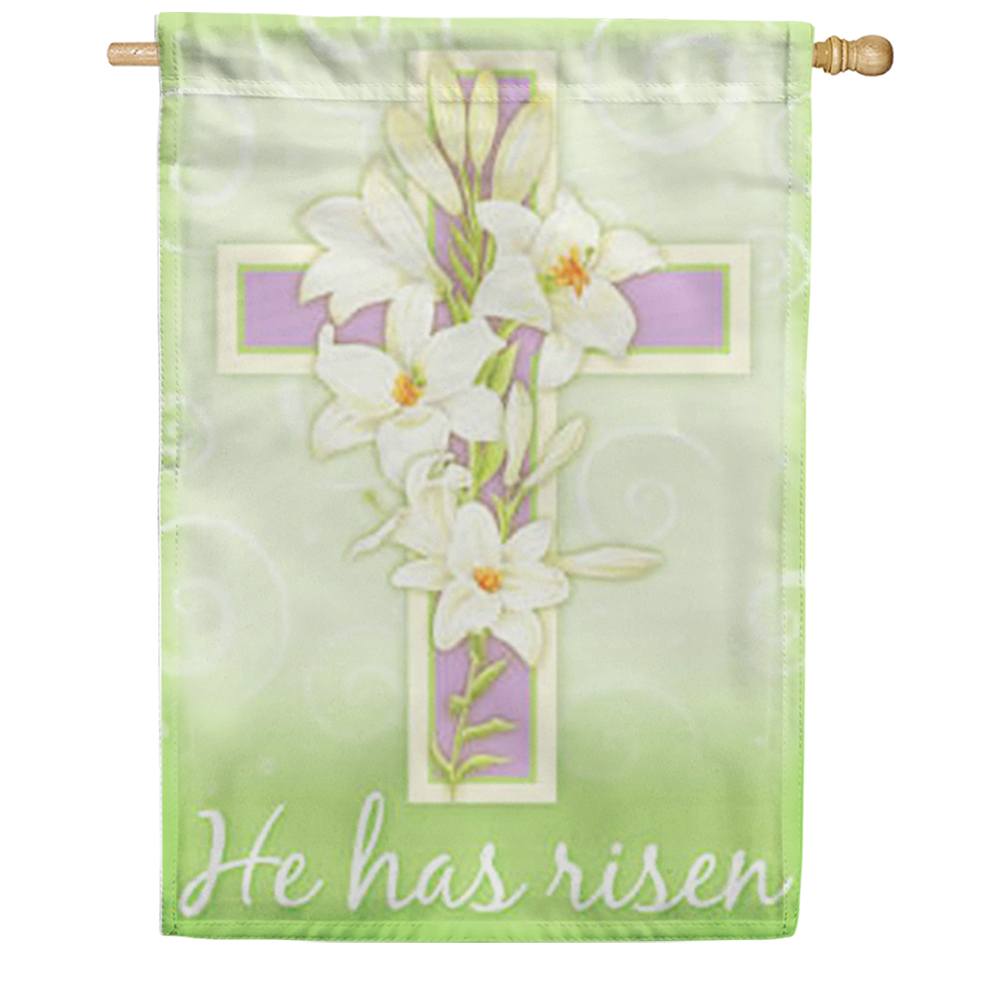 Easter Cross He Has Risen House Flag