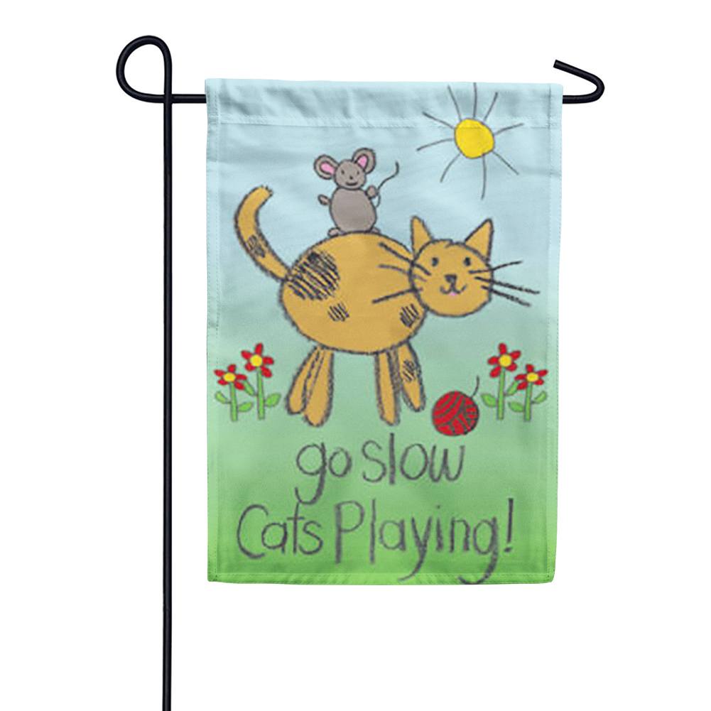 Cats Playing Garden Flag