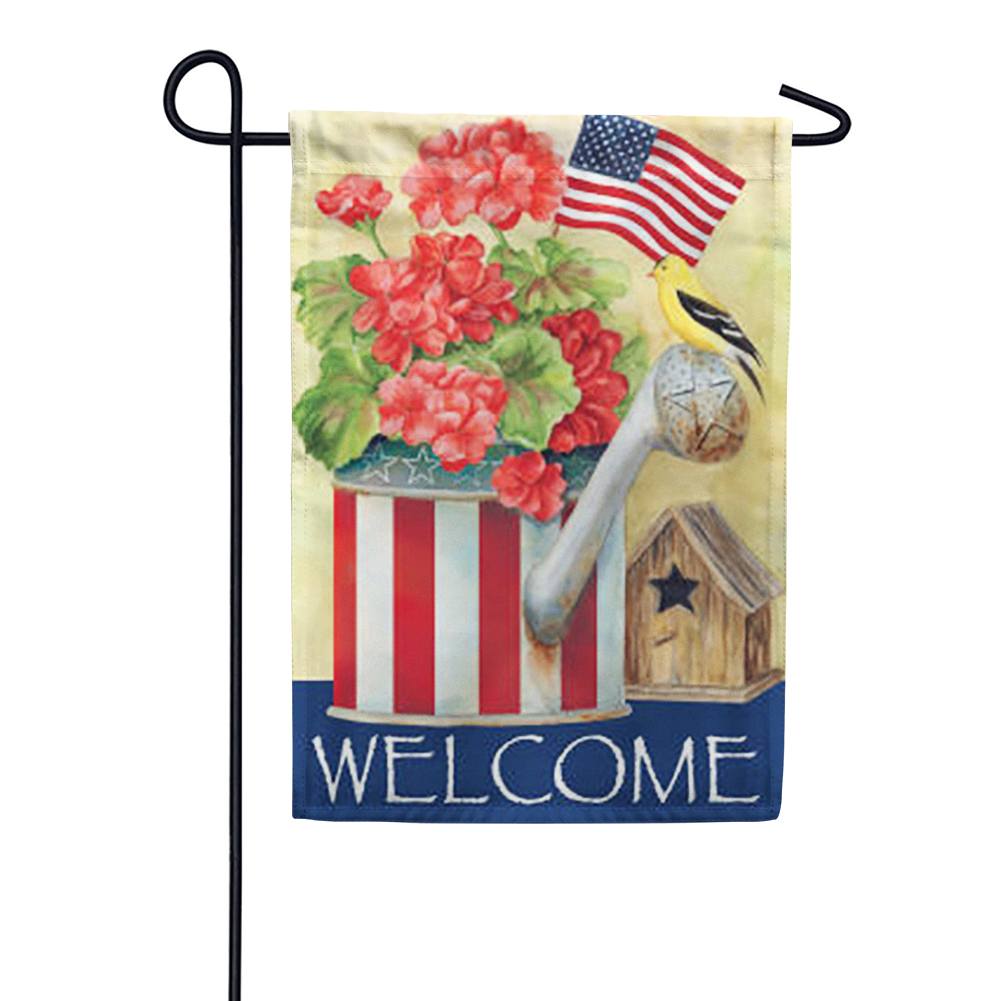 Patriotic Watering Can Garden Flag