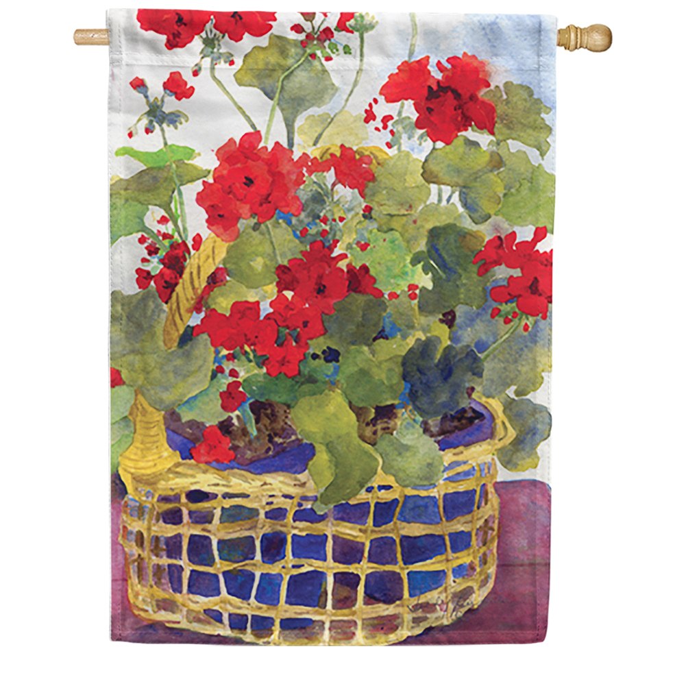 Geranium Basket House Flag