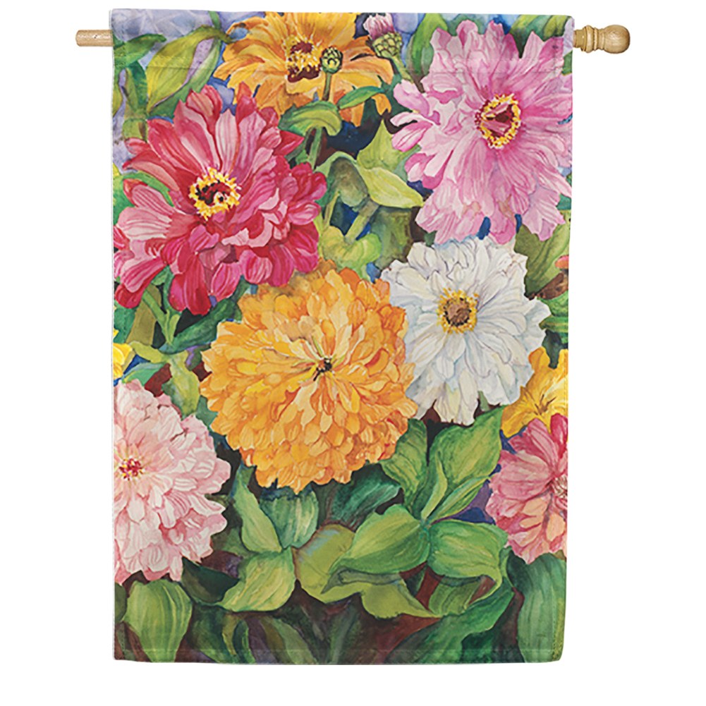 Vibrant Zinnias House Flag