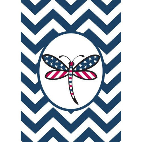 Patriotic Dragonfly-Blue House Flag