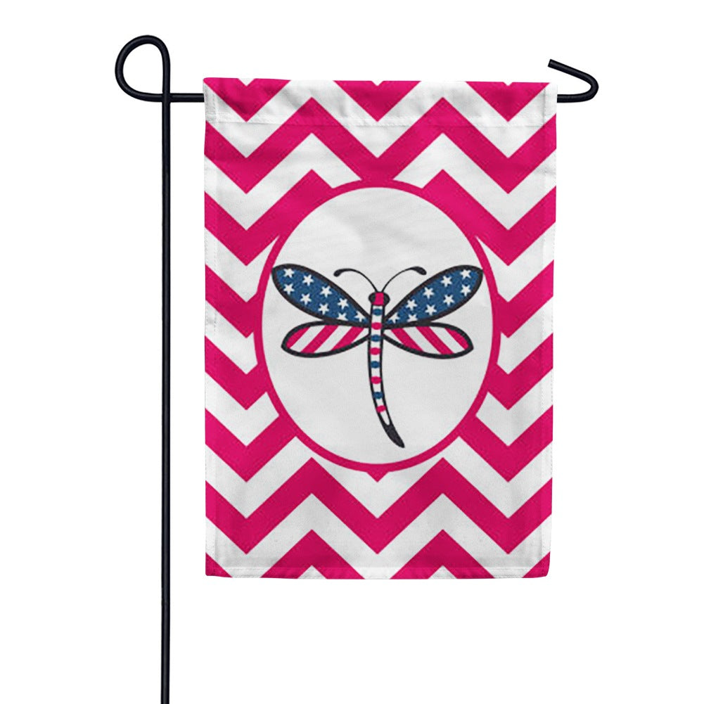 Patriotic Dragonfly-Red Garden Flag