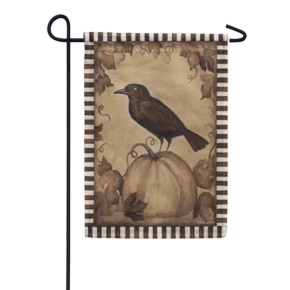 Pumpkin Crow Garden Flag