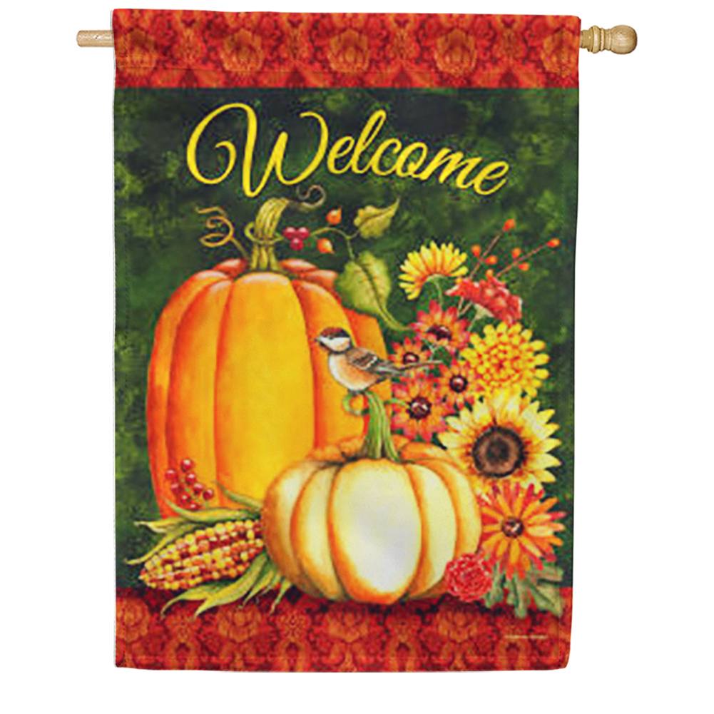 Welcome Fall Gourds House Flag