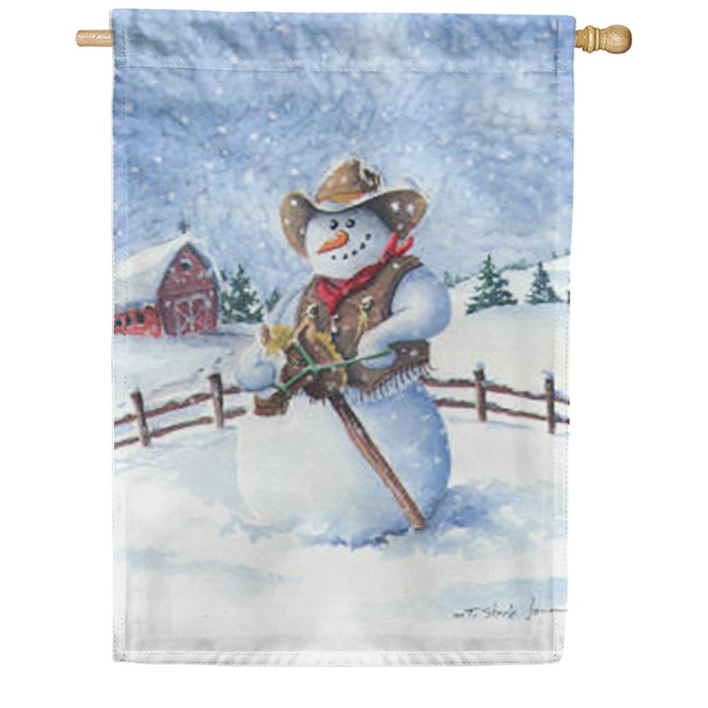 Cowboy Snowman House Flag